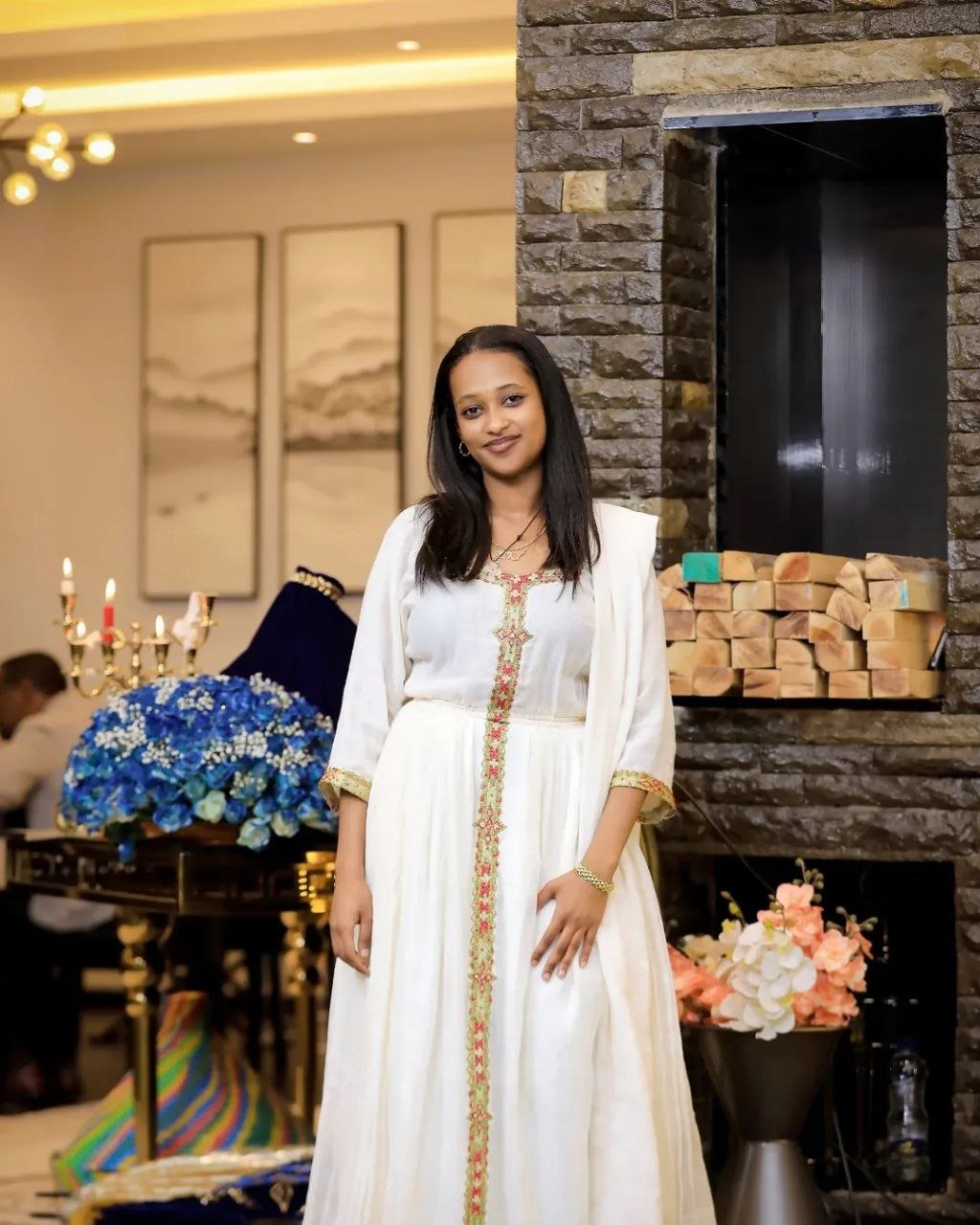 Simple Habesha Kemis with Gold and Colorful Embroidery β Eritrean Dress β Ethiopian Traditional Clothing