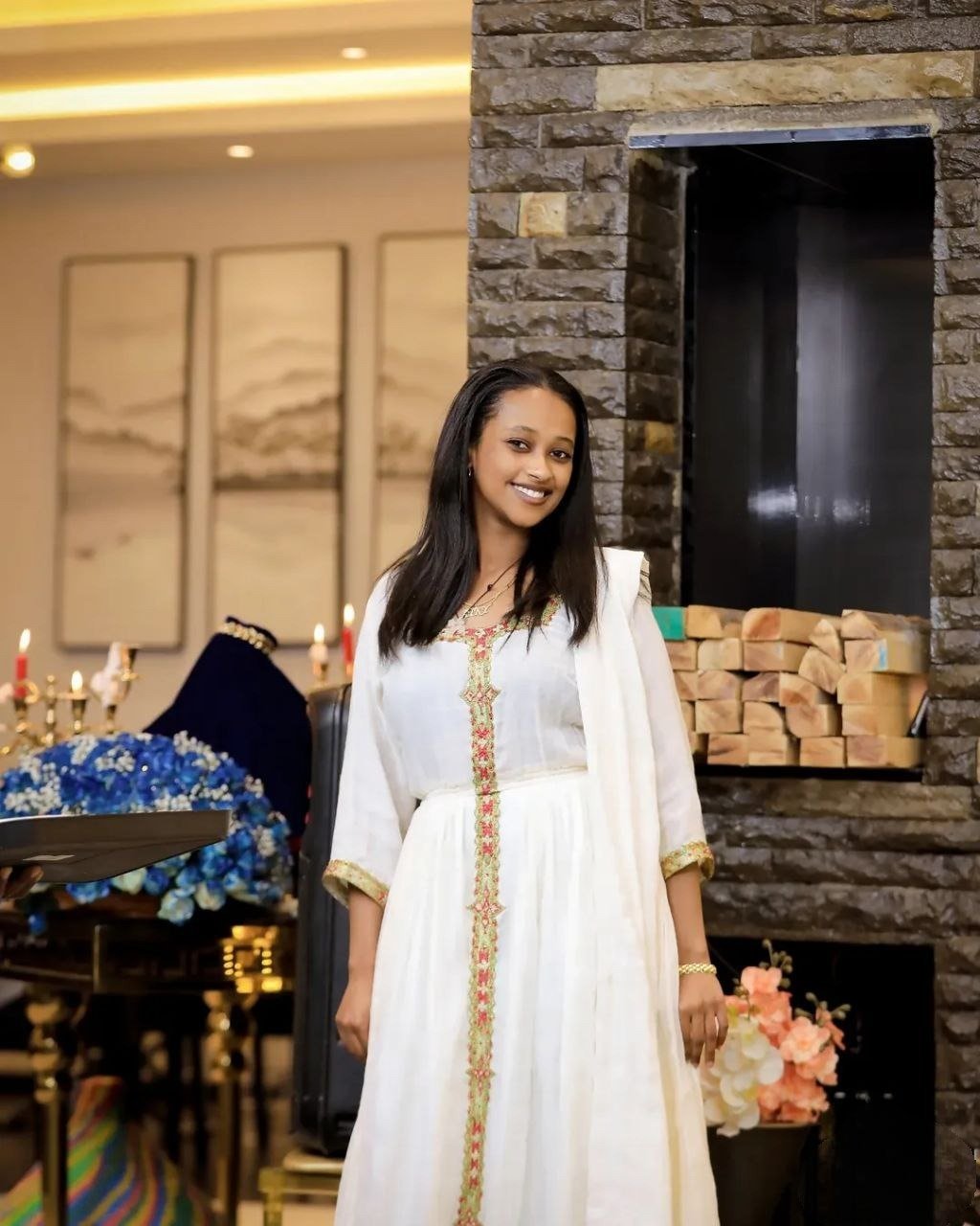 Simple Habesha Kemis with Gold and Colorful Embroidery β Eritrean Dress β Ethiopian Traditional Clothing