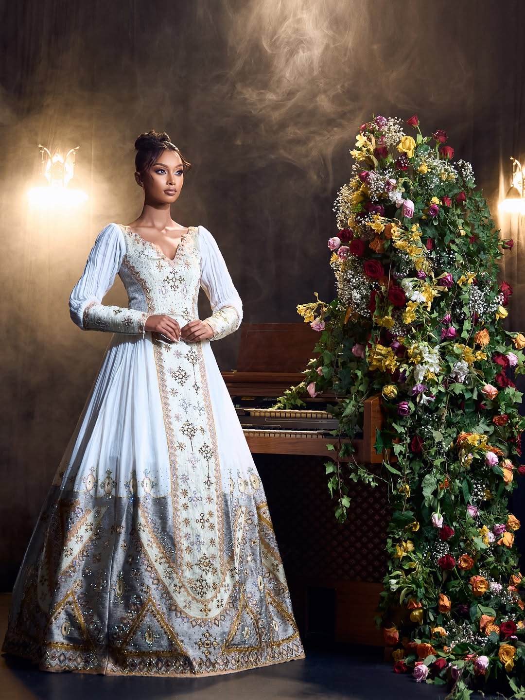Exquisite Ethiopian Wedding Dress Stunning Habesha Dress Design Beaded Wedding Habesha Kemis 0011