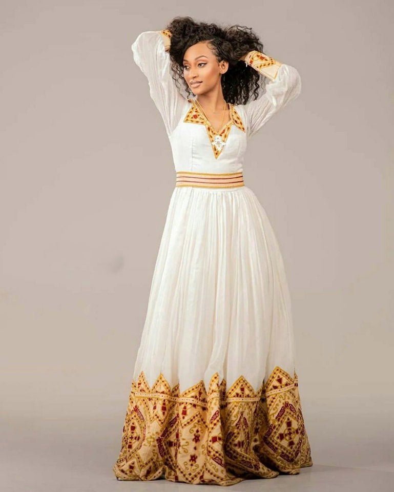 Reveling in Vibrant Colors of the Habesha Kemis Habesha Dress Modern Ethiopian Dress Style
