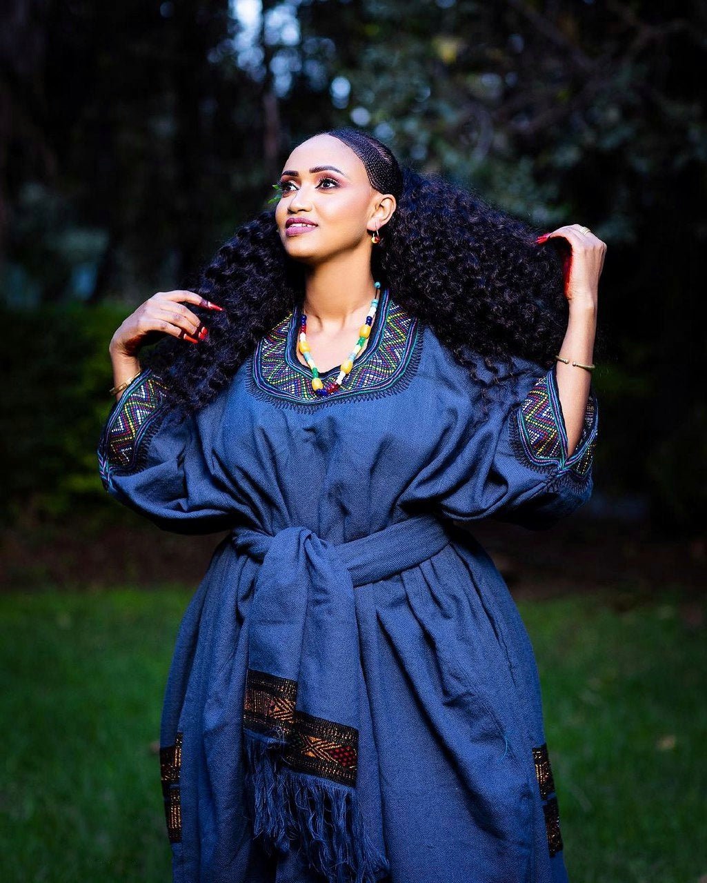 Gorgeous Blue Raya Dress Cultural Ethiopian Dress Traditional Raya Dress
