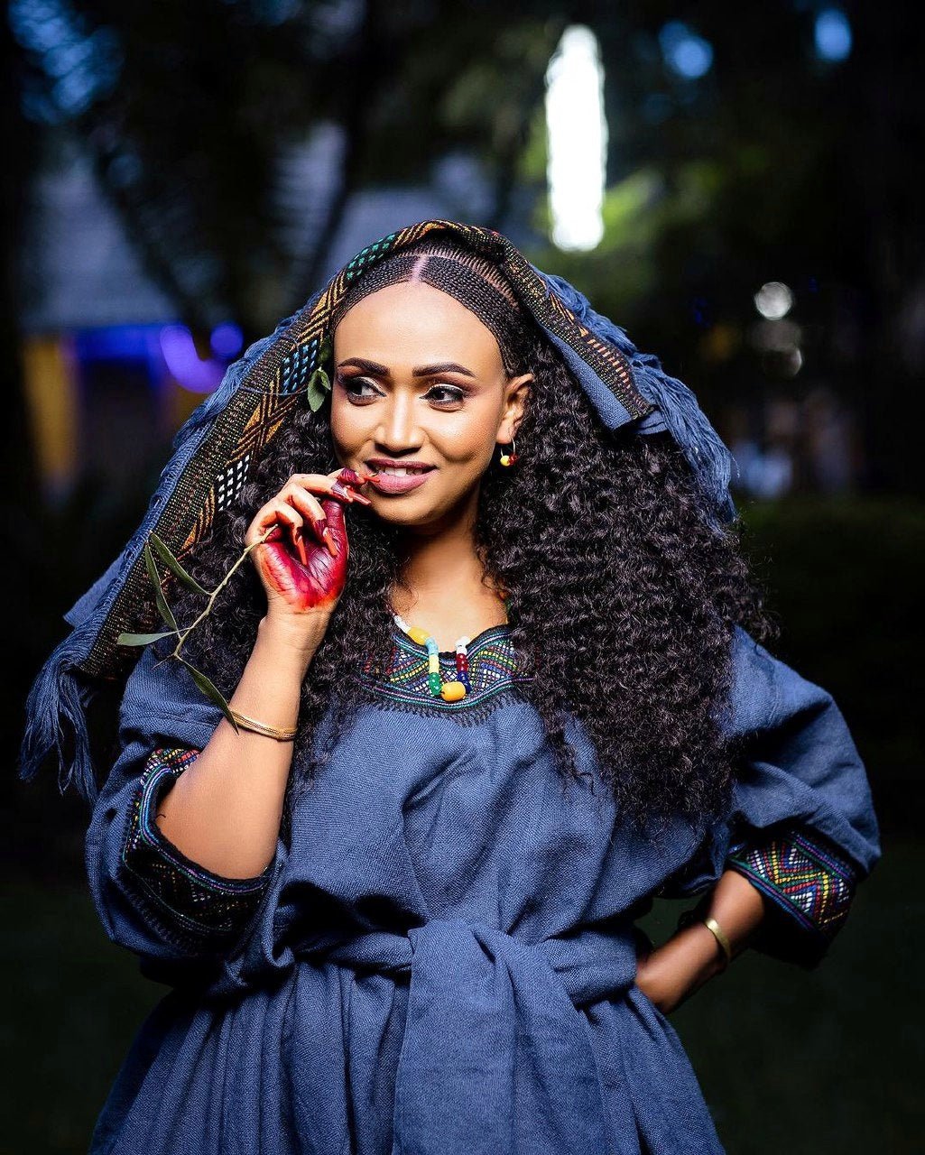 Gorgeous Blue Raya Dress Cultural Ethiopian Dress Traditional Raya Dress