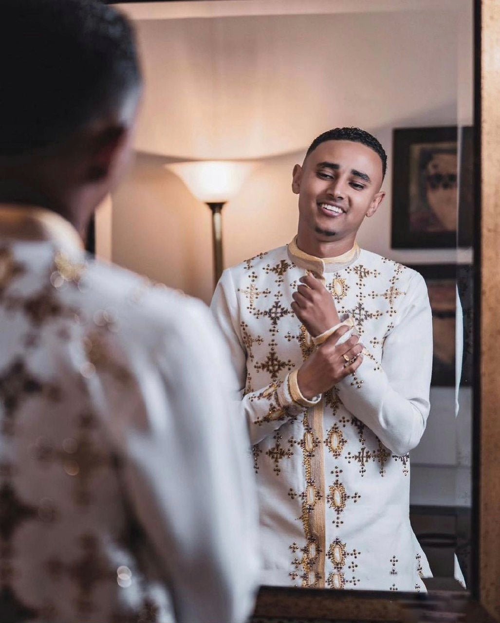 Sparkling Brown and Yellow Habesha Couples Outfit for Weddings Habesha Wedding Outfit Matching Couples Outfit