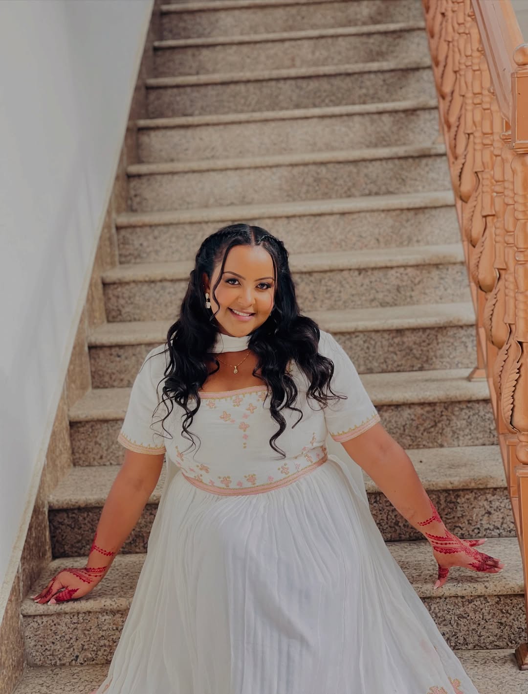 Cute Habesha Kemis with Soft Pink Embroidery for Occasions