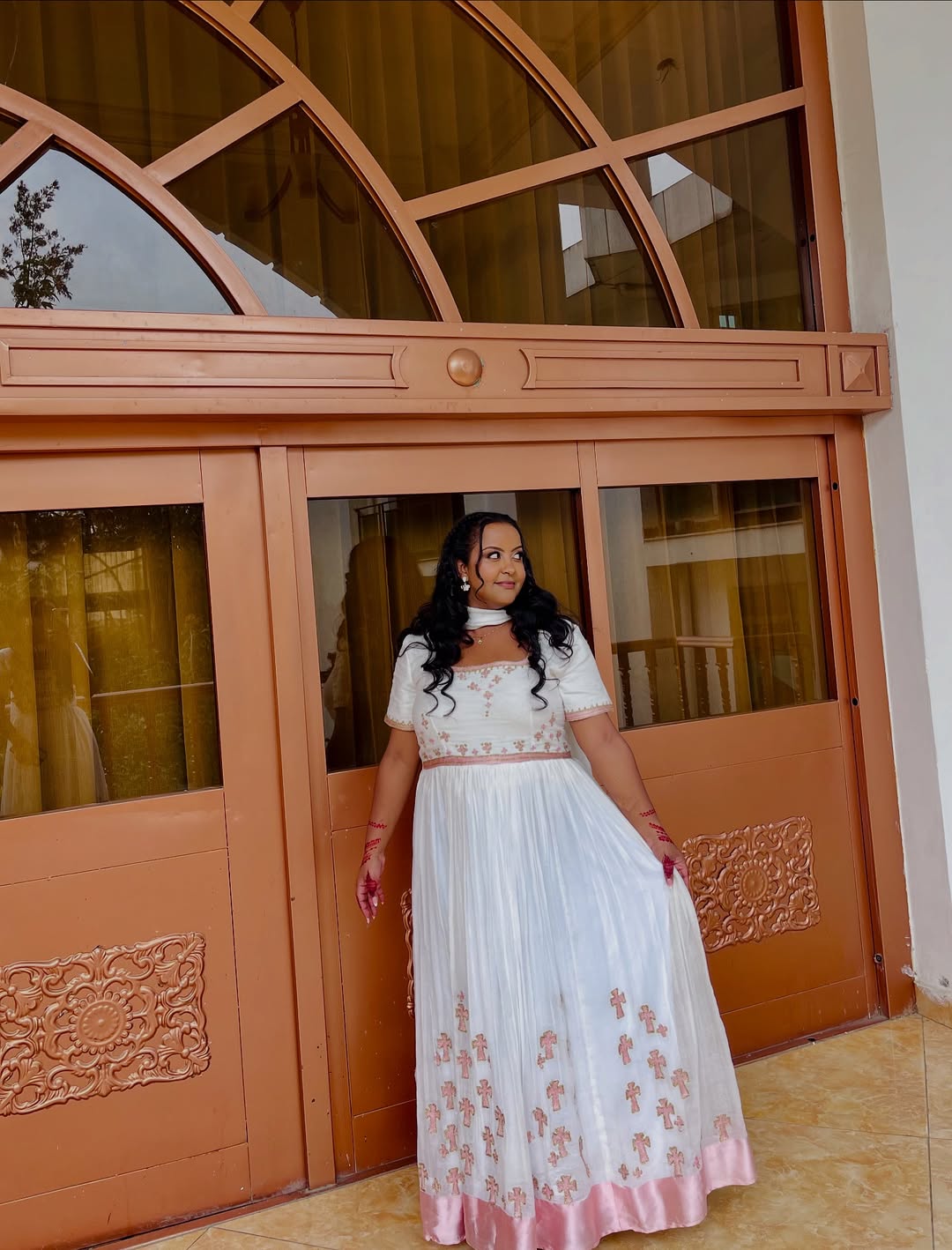 Cute Habesha Kemis with Soft Pink Embroidery for Occasions