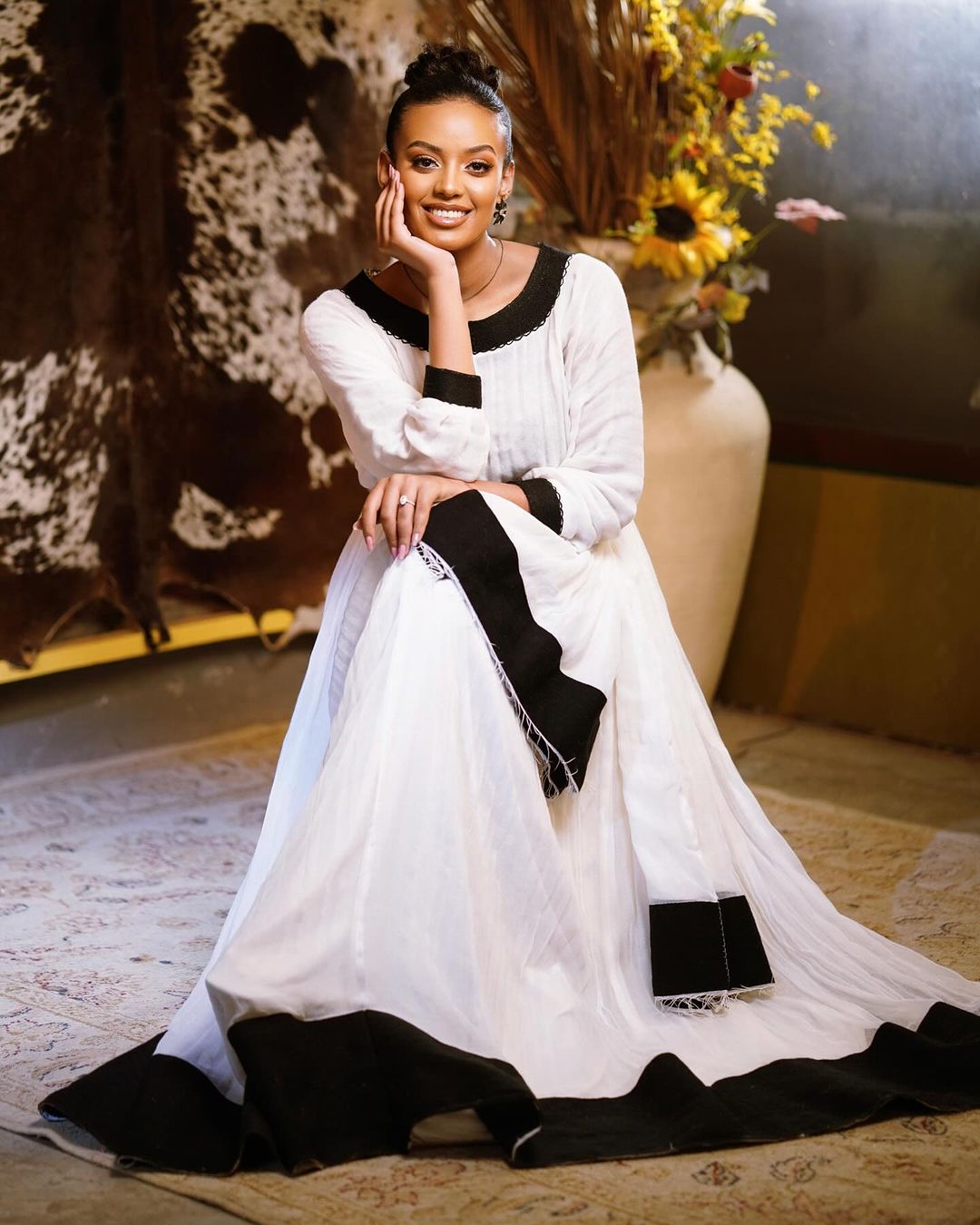 Contemporary Opulence: Black Menen Elegance in Modern Habesha Dress