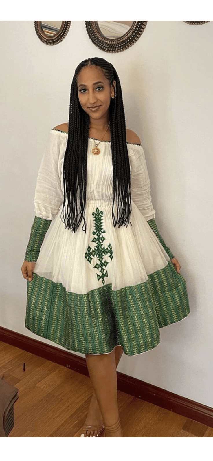 Mesmerizing Green Short Habesha Dress