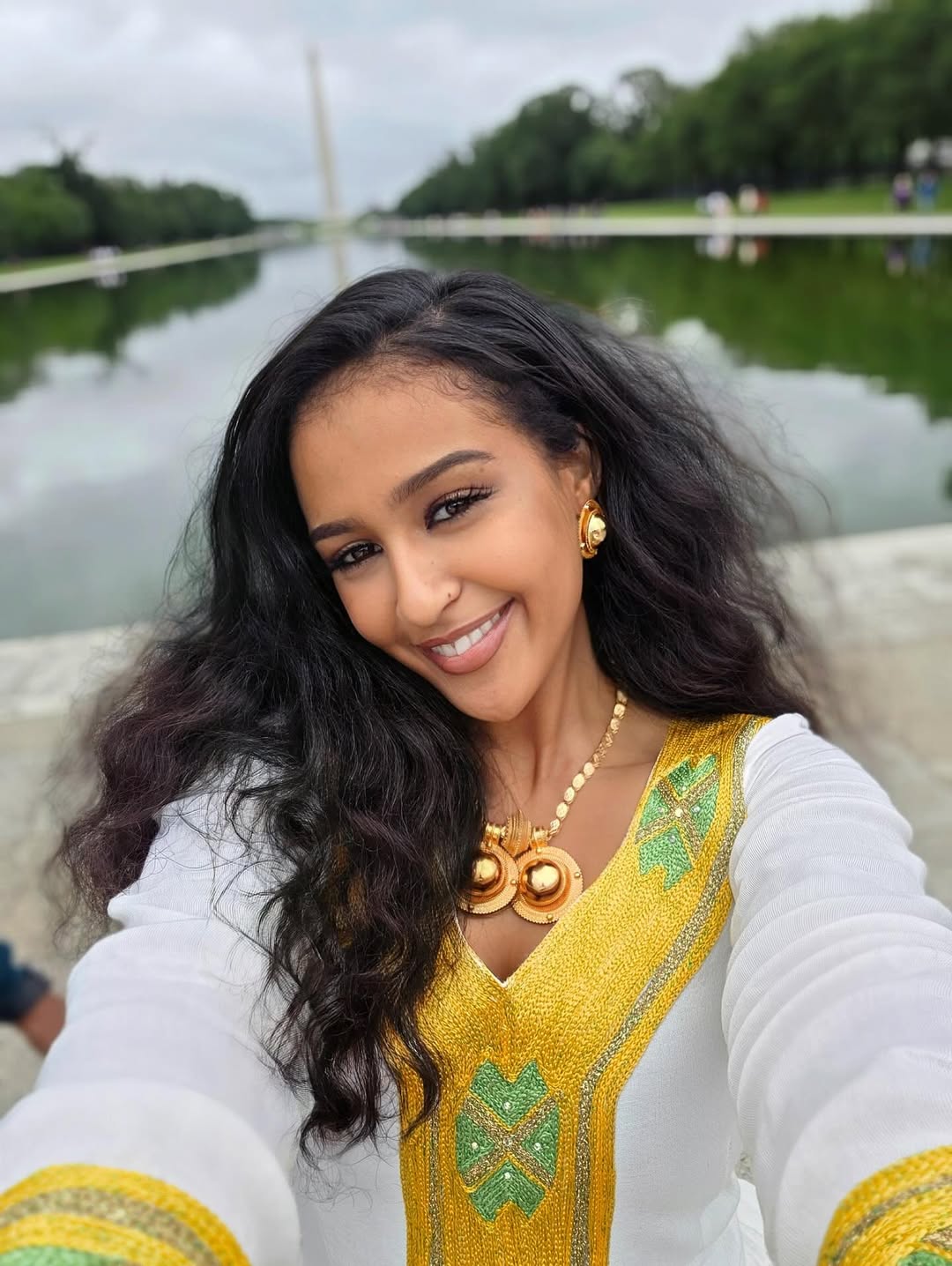 Graceful Habesha Dress with Yellow Embroidery – Habesha Kemis – Ethiopian Traditional Clothing