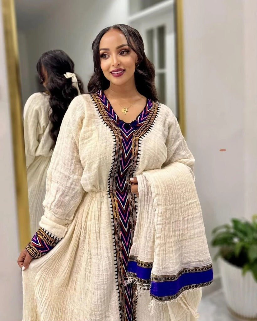 Stunning Habesha Kemis with Vibrant Embroidery for Special Events: Habesha Clothing