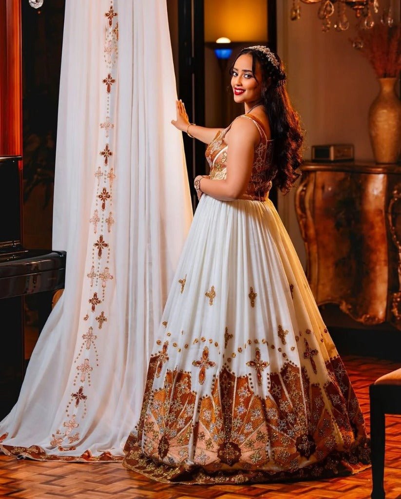 Matching Habesha Wedding Dress and Traditional Ethiopian Dress - Ethiopian Traditional Clothing