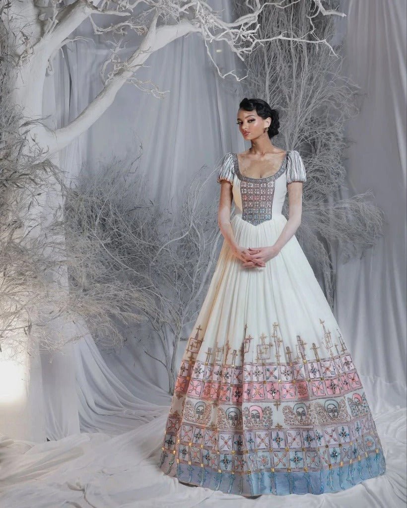 Glamorous Habesha Kemis with Pink Accents for Bride and Groom – Habesha Wedding Dress – Cultural Dress – Zuriya