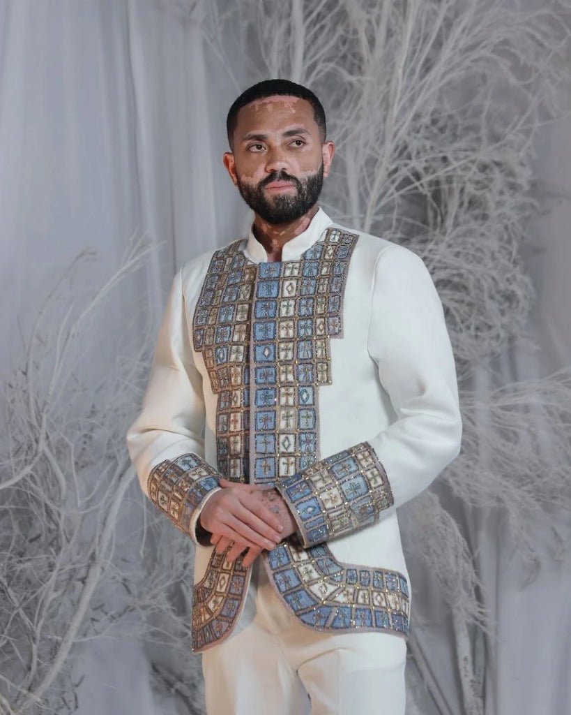 Glamorous Habesha Kemis with Pink Accents for Bride and Groom – Habesha Wedding Dress – Cultural Dress – Zuriya