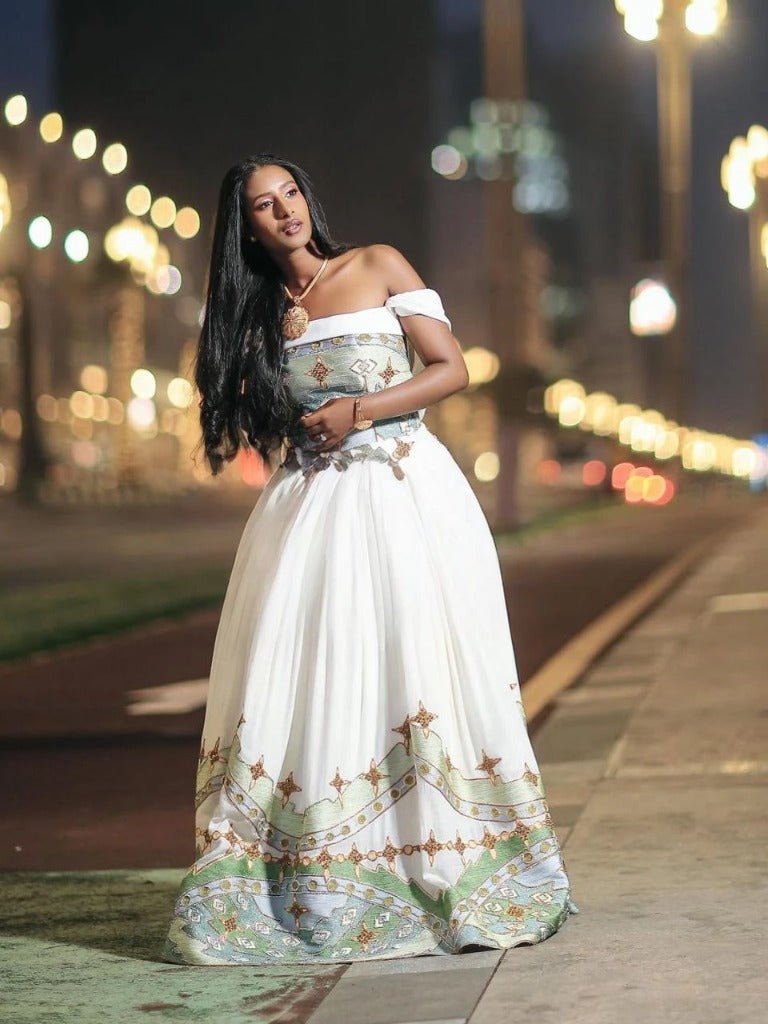 Elegant Habesha Wedding Dress with Unique Design – Ethiopian Wedding Dress – Modern Habesha Dress