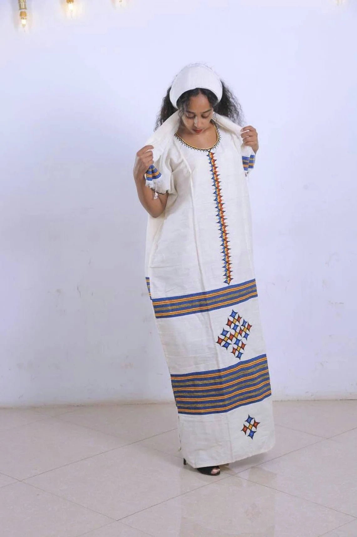 Long Beautiful Traditional Habesha Coffee Dress with Timeless Grace Ethiopian Coffee Dress