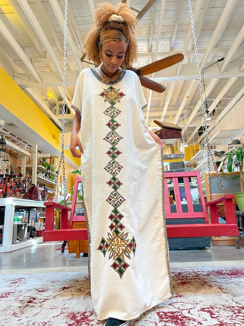 Elegant Ethiopian Coffee Dress with Traditional Charm Simple Coffee Dress