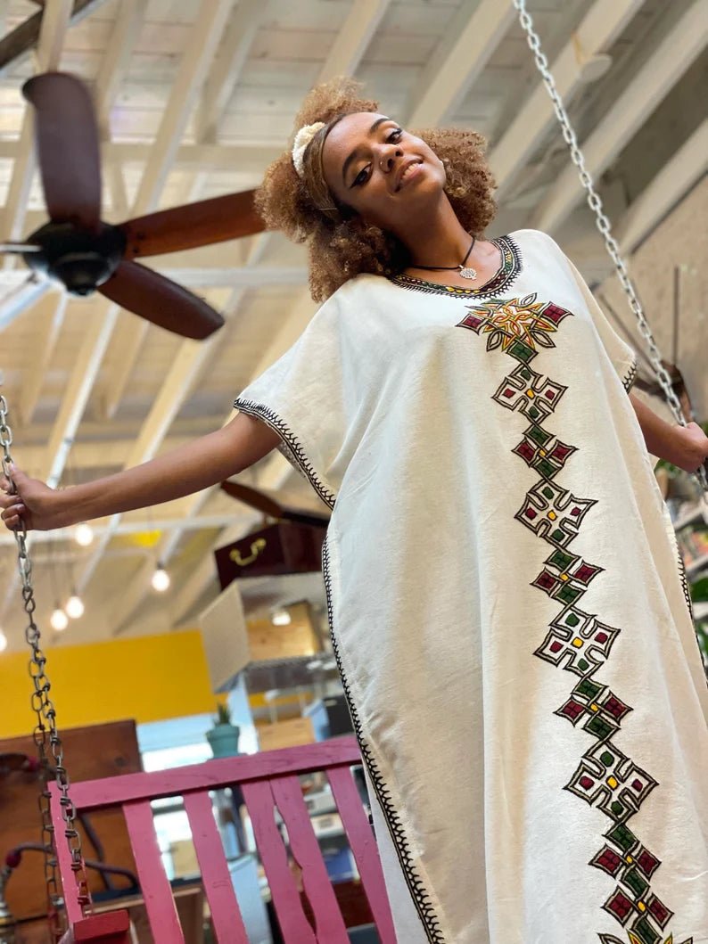 Elegant Ethiopian Coffee Dress with Traditional Charm Simple Coffee Dress