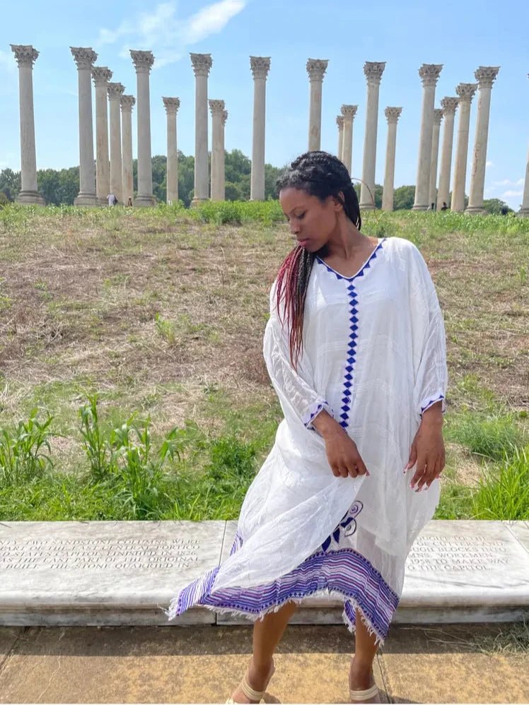 Gorgeous Blue Ethiopian Coffee Dress Modern Elegance Habesha Dress