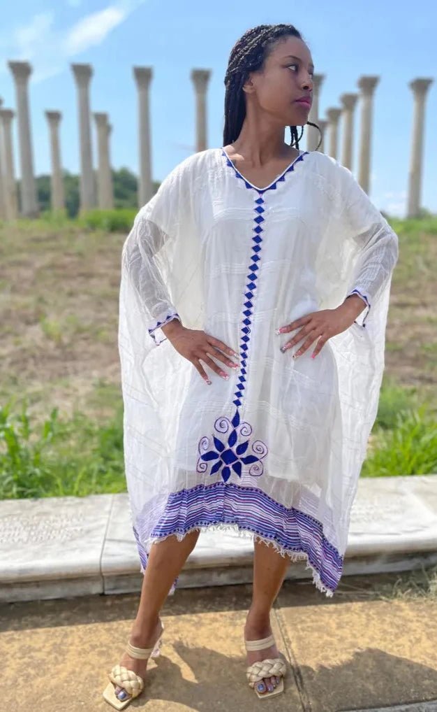 Gorgeous Blue Ethiopian Coffee Dress Modern Elegance Habesha Dress