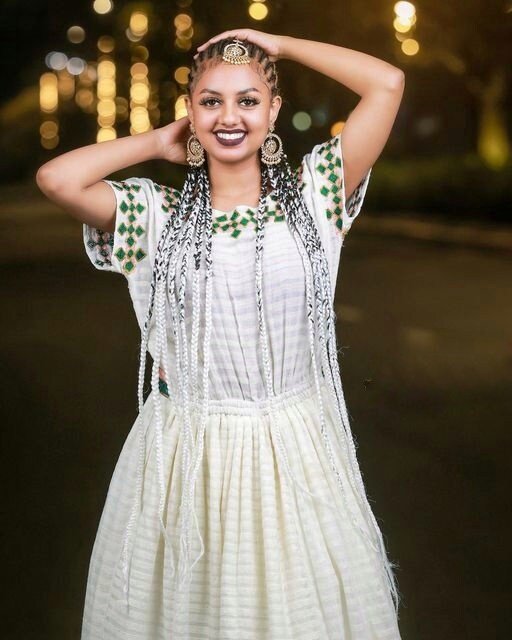 Simple & Elegant Habesha Dress, Ethiopian Tradition, Kemis, Menen Embroidery