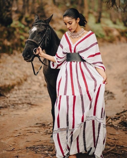 Vibrant Traditional Shimena Oromo Dress Suf Fabric Oromo Clothing Full Accessories Ethiopian Clothing