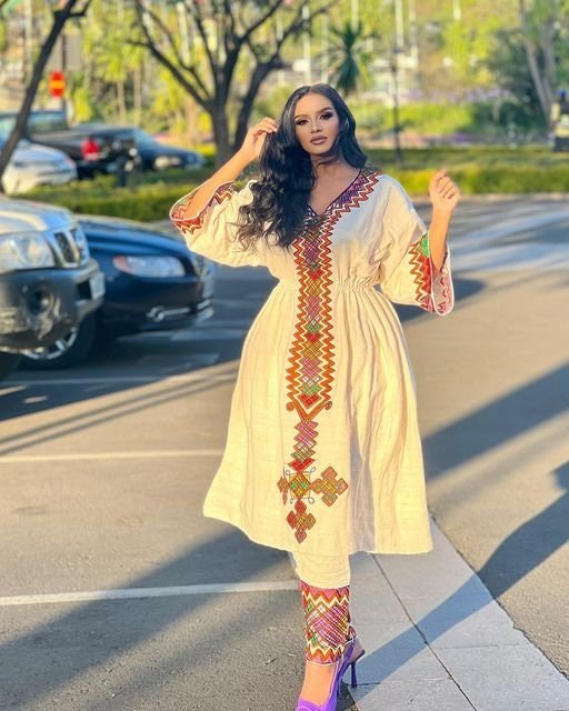 Fashionable Fetil Habesha Dress: Modern Style, Habesha dress, Habesha kemis, Eritrean dress, Kemis, ሀበሻ
