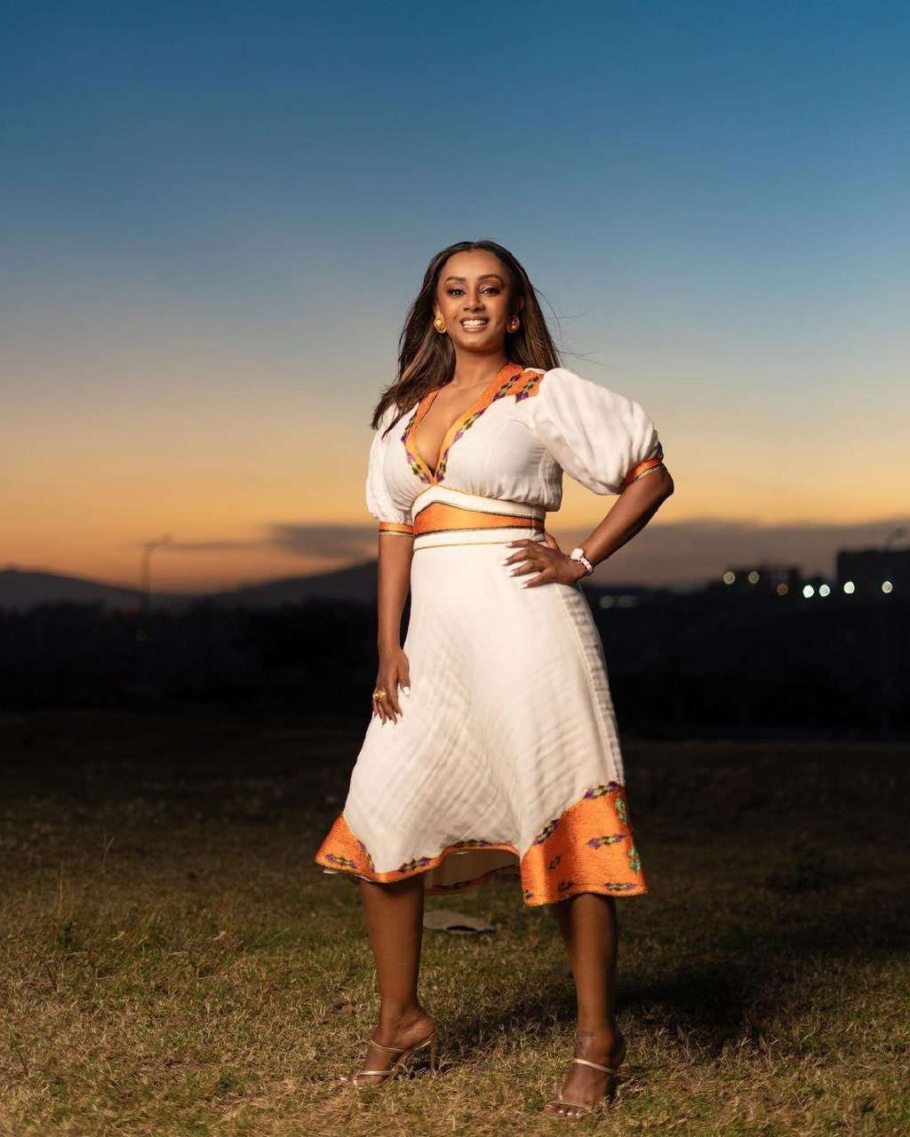 Chic Menen Habesha Dress Exquisite Modern Habesha Kemis Intricate Tilf Design Ethiopian Clothing