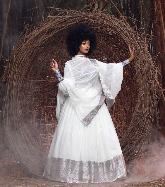 Robe Habesha simple et élégante pour toute occasion, robe traditionnelle éthiopienne, tissée à la main, Shimena, robe érythréenne, Habesha Kemis, kemis