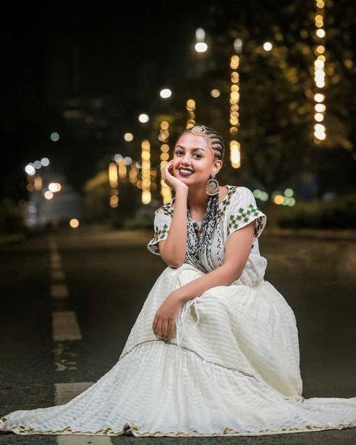 Simple & Elegant Habesha Dress, Ethiopian Tradition, Kemis, Menen Embroidery