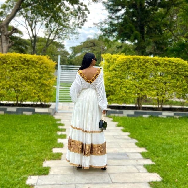 Minimalist Habesha Dress Design Simple Habesha Kemis Golden Brown Tilet Ethiopian Clothing