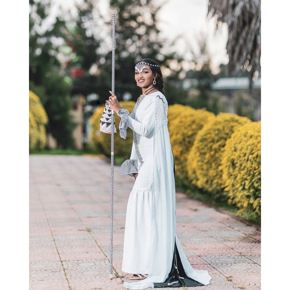 Stunning Wellega Oromo Inspired Design Shape Dress with accessories, Habesha Kemis, Eritrean dress, αα α»