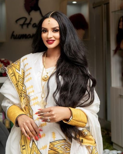 Mesmerizing Habesha Kemis with Stunning Tilf design, Habesha dress, Habesha kemis, Eritrean dress, Kemis, ሀበሻ
