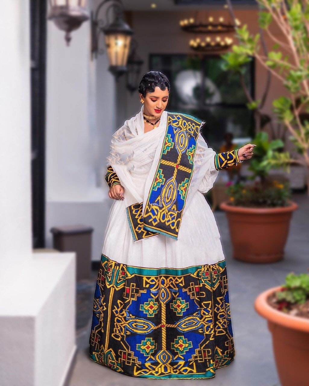 Majestic Menen Habesha Kemis with Exquisite Tilf Pattern and Shimena Dress, Habesha Kemis, Eritrean dress, ሀበሻ