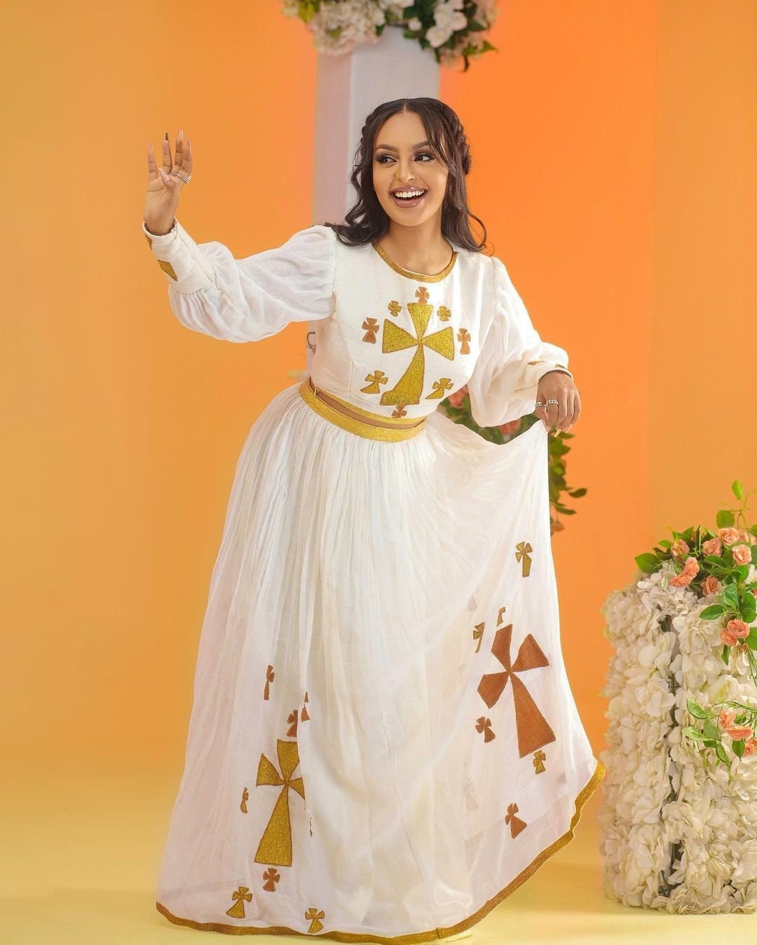 Vibrant Tilf Design Habesha Dress Majestic Habesha Kemis Summer Ethiopian Traditional Dress