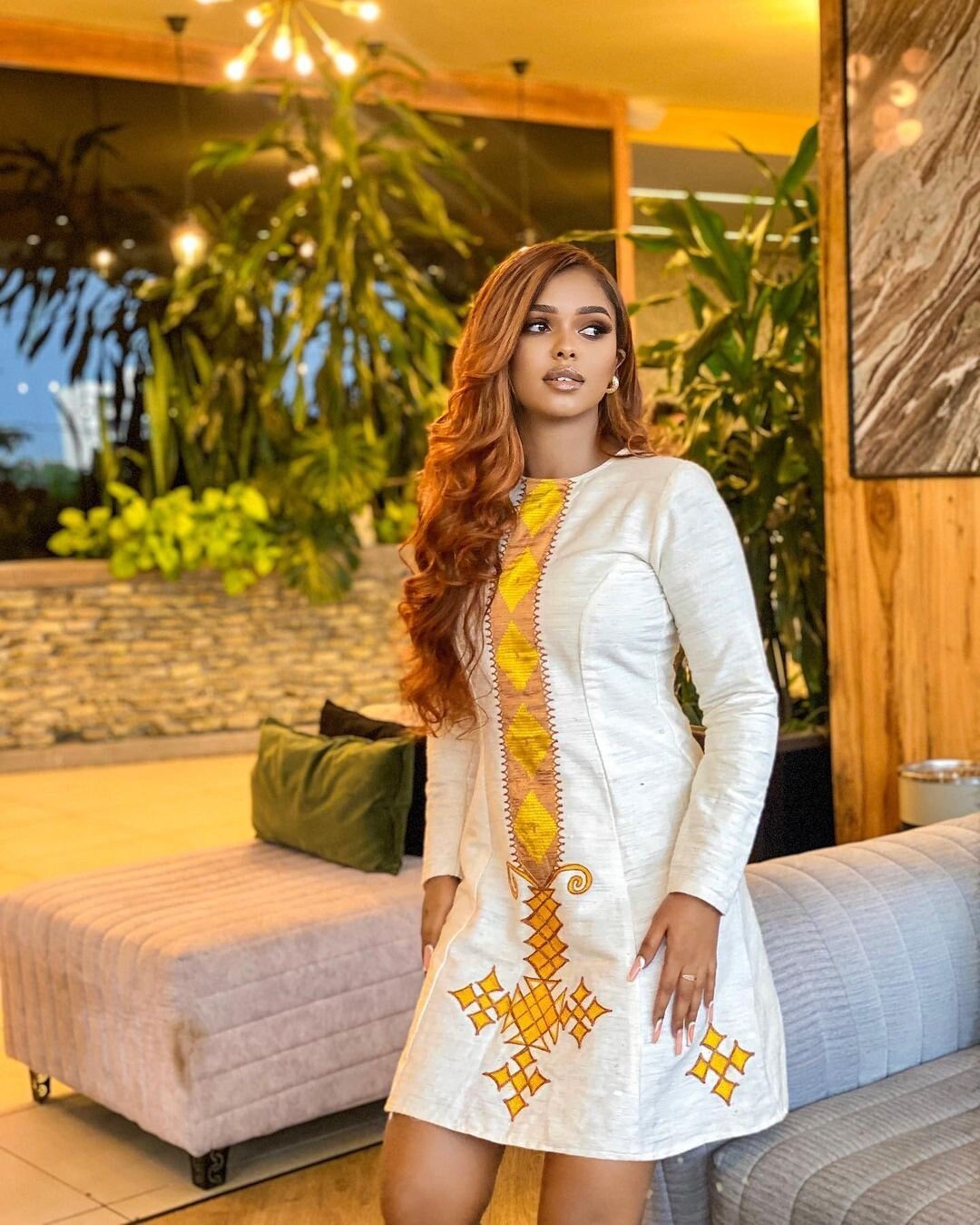 Gorgeous Short Habesha Kemis with Intricate Tilf Design and Luxurious Fetil Material , Simple Habesha Dress, Summer Dress, Vacation, αα α»