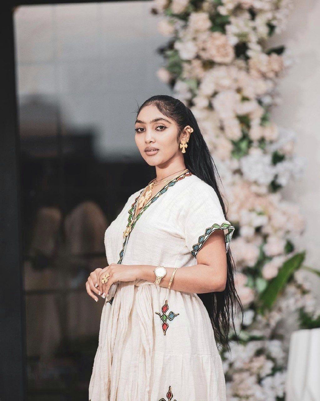 Maxi Habesha Dress Stylish Habesha Kemis Fetil Material Ethiopian Clothing