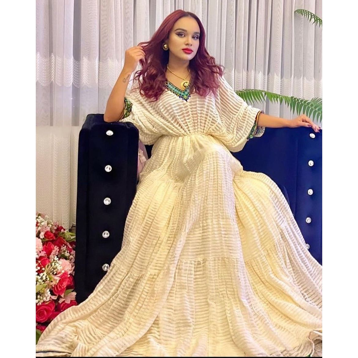 Majestic Menen Habesha Dress with Modern Tilf Design, habesha libs, habesha kemis, αα α»