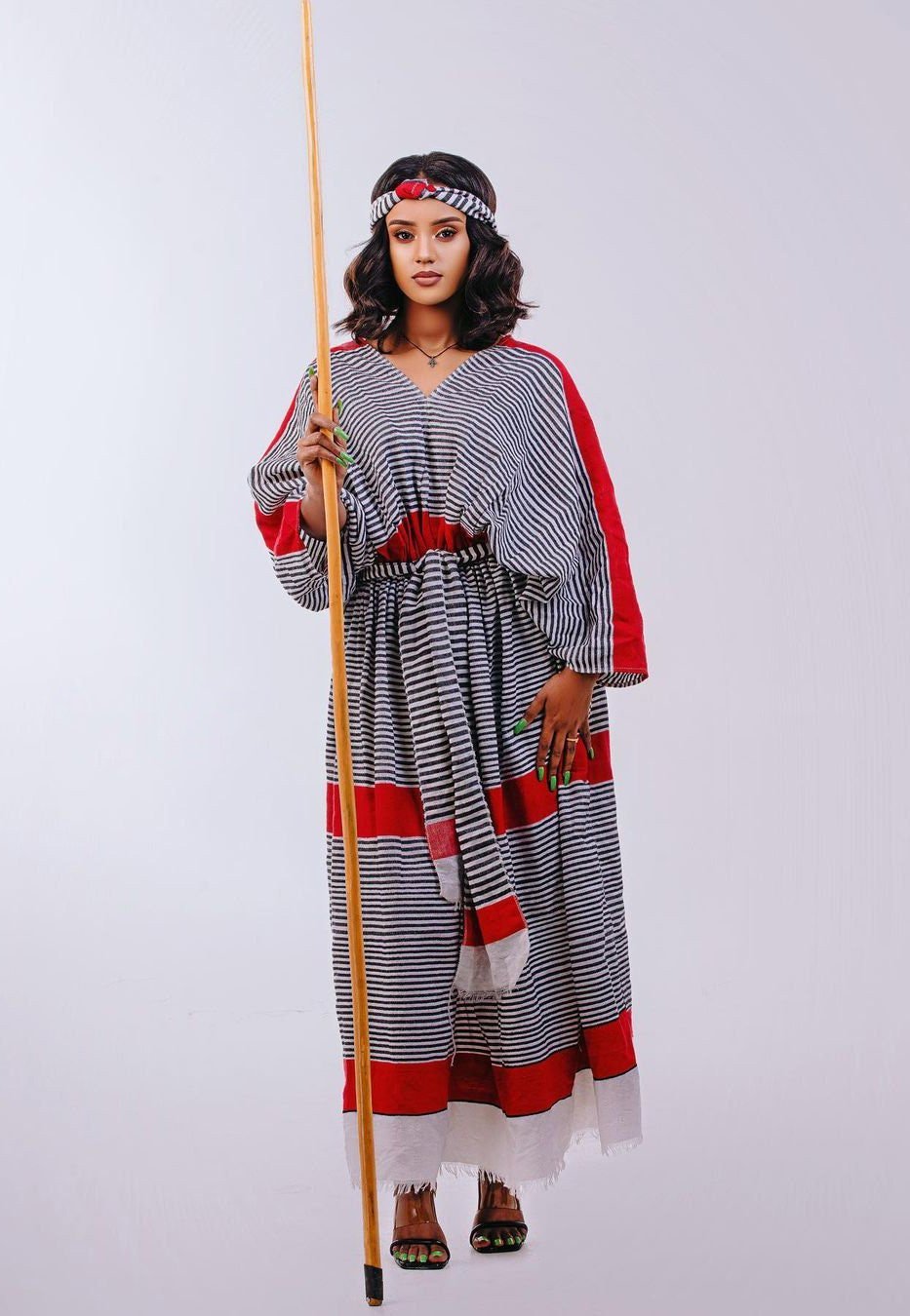 Traditional Wellega Oromo Dress Striped Pattern Ethiopian Clothing Handwoven Oromo Dress