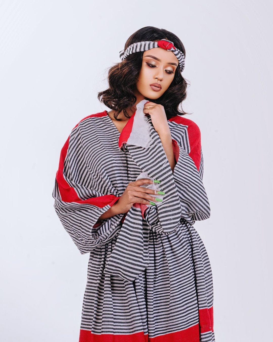 Traditional Wellega Oromo Dress Striped Pattern Ethiopian Clothing Handwoven Oromo Dress