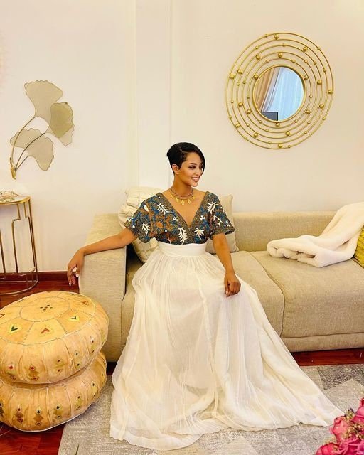 Fully Embroidered Habesha Dress with Menen Fabric, habesha libs, habesha kemis, ሀበሻ