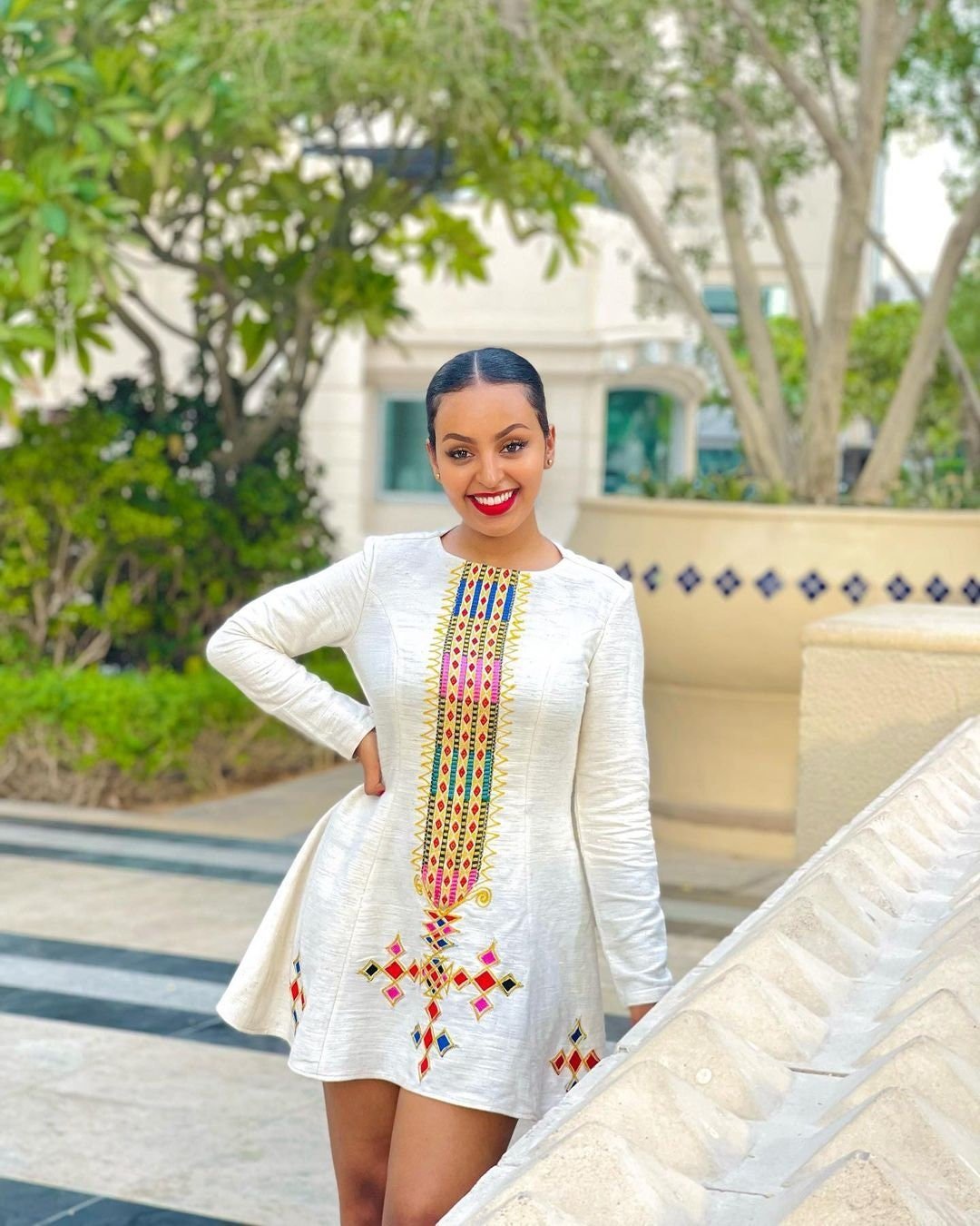Summer Habesha Kemis Elegant Ethiopian Clothing Short Habesha Dress