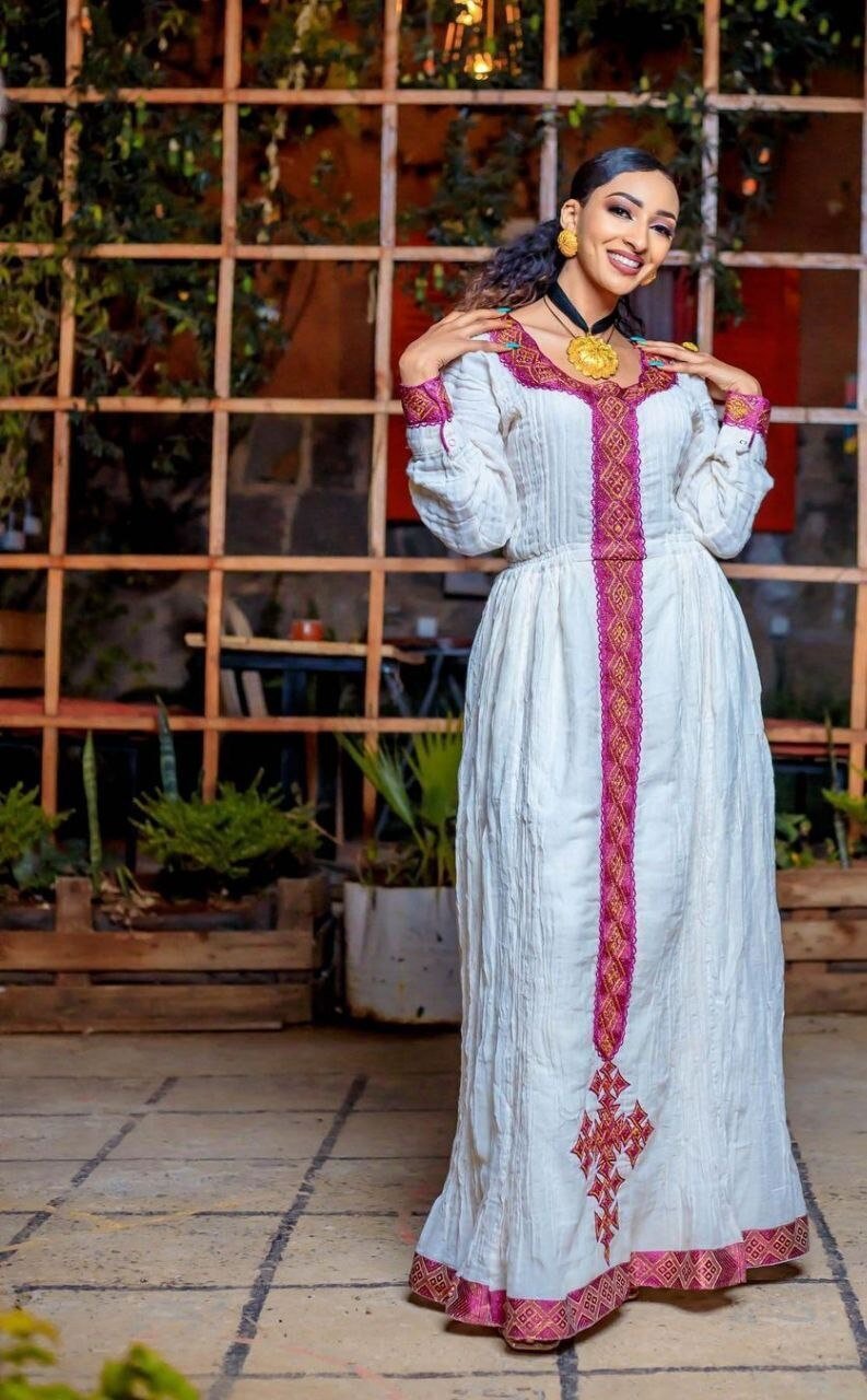 Beautiful Habesha Dress Handwoven Ethiopian Dress Habesha Kemis Zuria Traditional Ethiopian Dress Eritrean Dress ሀበሻ ቀሚስ ሀበሻ ልብስ