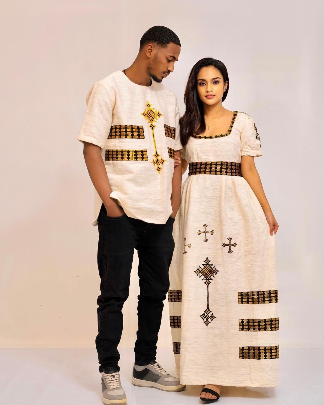 Couples' Habesha Cloth Couples' Habesha Libs Habesha Kemis Zuria Habesha Cloth for Couples ሀበሻ ቀሚስ ሀበሻ ልብስ
