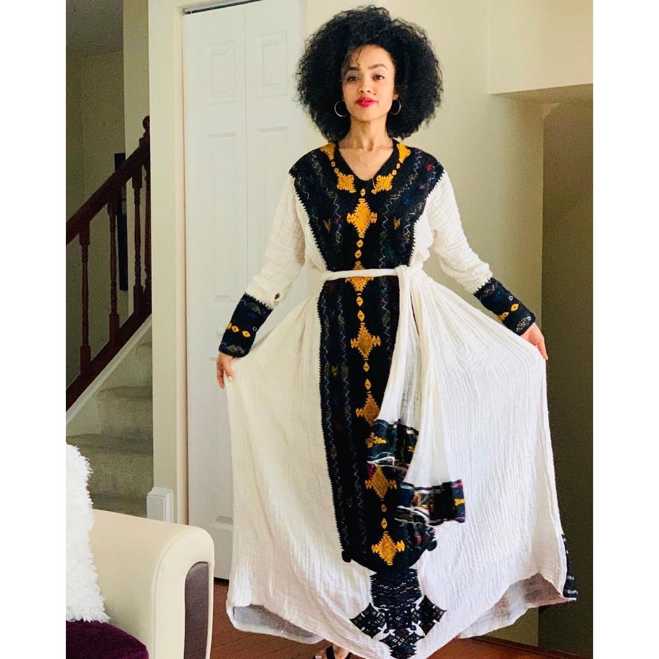 Regal Axum Fetil Handwoven Black and Gold Design Habesha Dress, Zuria, Habesha libs, Habesha kemis, XL Regal Axum Fetil Handwoven Black and Gold Design Habesha Dress, Zuria, Habesha libs, Habesha kemis, XL