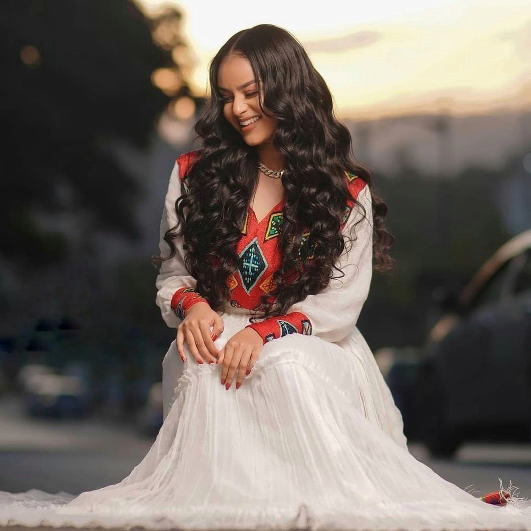 Exquisite Ethiopian Traditional Dress Habesha Dress Embroidery Habesha Dress Handwoven Habesha Kemis Zuria Eritrean Dress ሀበሻ ቀሚስ ሀበሻ ልብስ