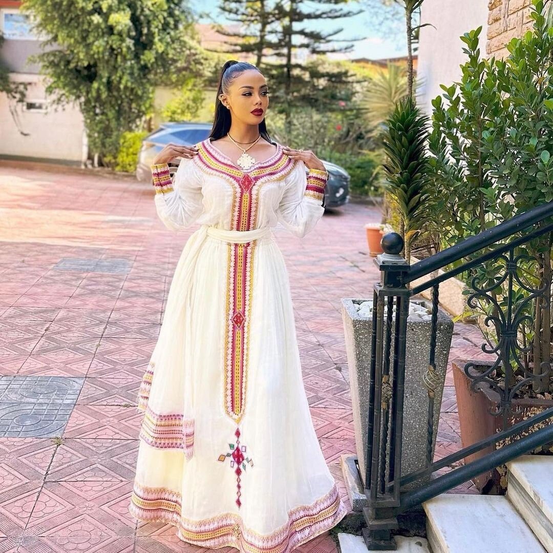 Elegant Habesha Kemis Handwoven Habesha Dress For Ethiopian New Year Eritrean Dress ሀበሻ ቀሚስ ሀበሻ ልብስ
