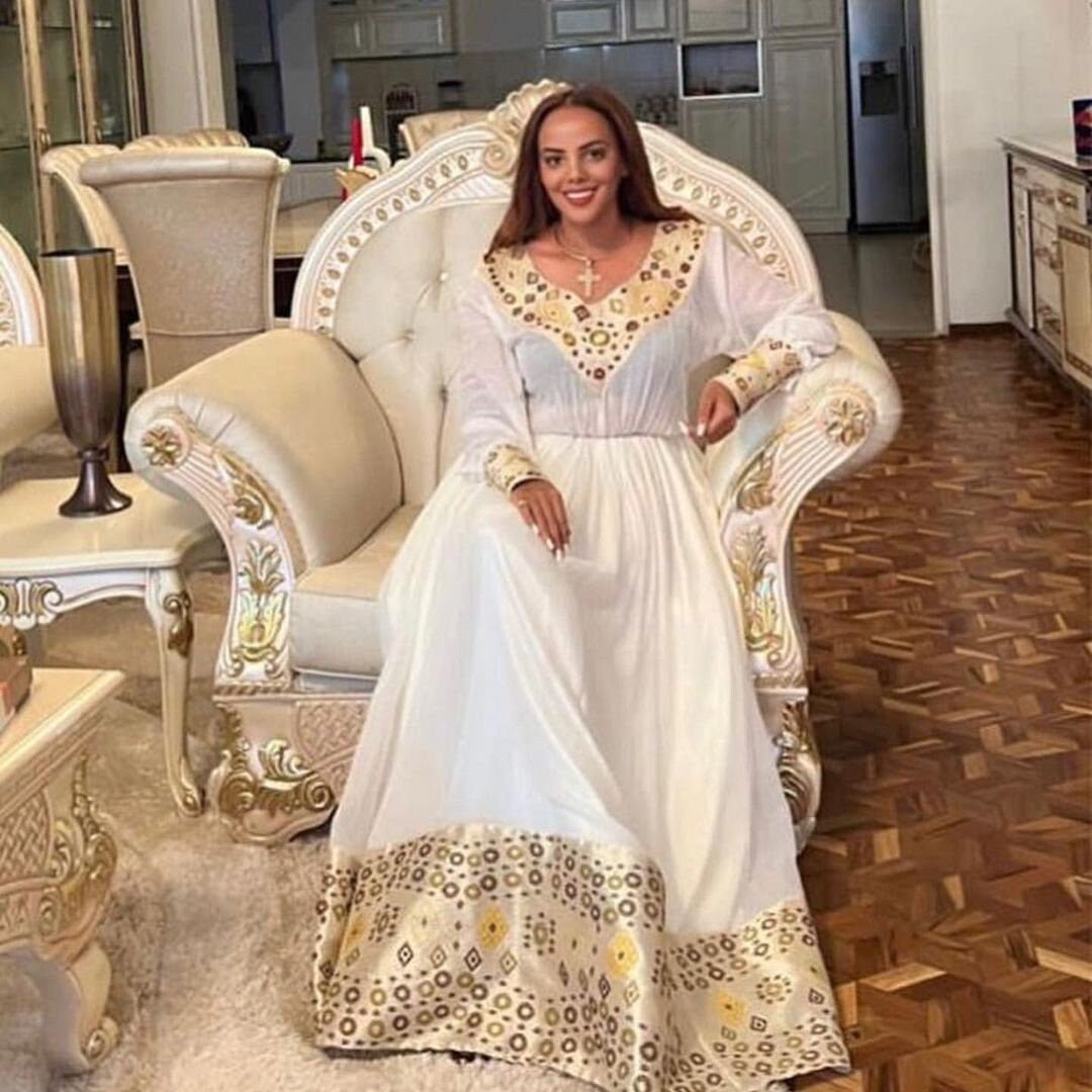 Simple Habesha Kemis Handwoven Habesha Dress Ethiopian traditional dress Eritrean Dress ሀበሻ ቀሚስ ሀበሻ ልብስ