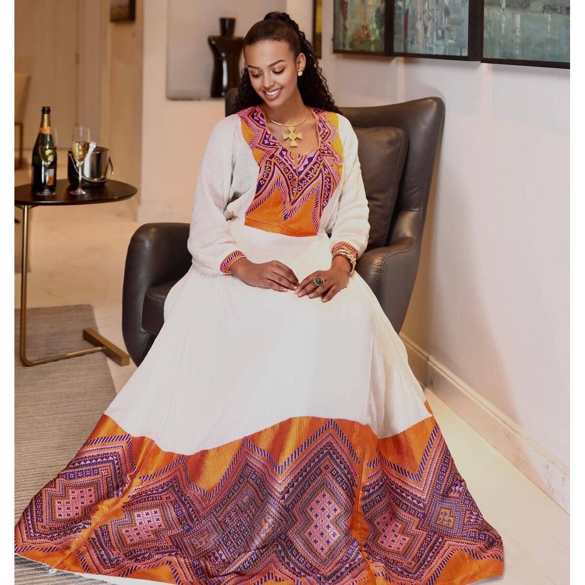 Colorful Ethiopian Habesha Dress Gorgeous Habesha Kemis Zuria Handwoven Traditional Ethiopian Dress ሀበሻ ቀሚስ ሀበሻ ልብስ