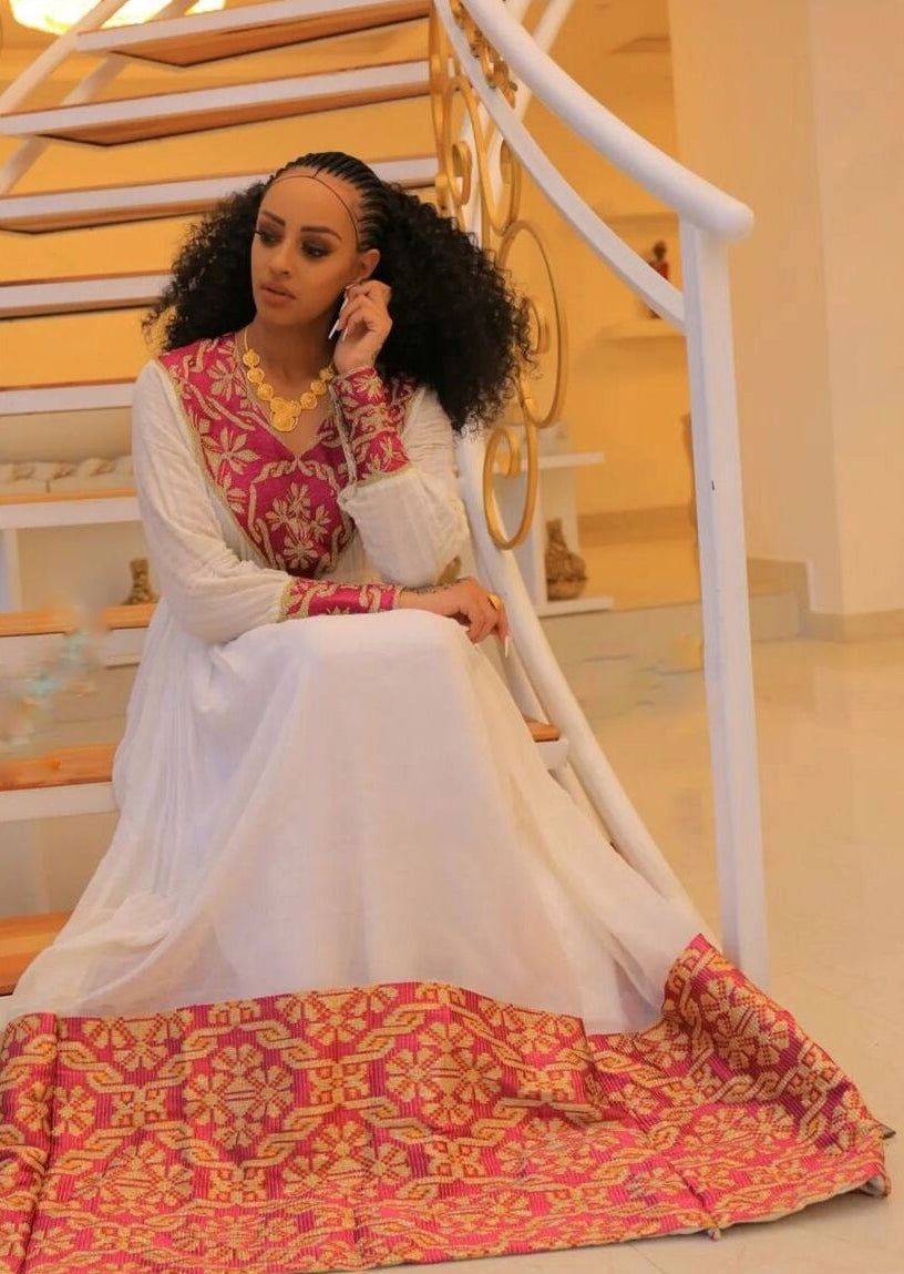 Gorgeous Habesha Kemis Colorful Ethiopian Habesha Dress Zuria Handwoven Traditional Ethiopian Dress ሀበሻ ቀሚስ ሀበሻ ልብስ