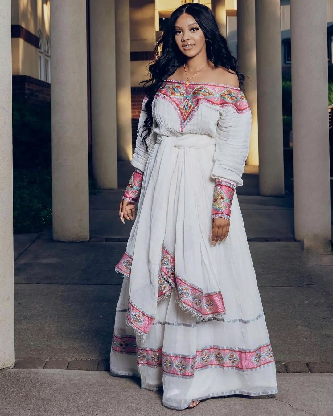 modern zuria dress Purple Accent Habesha Zuria Modern Ethiopian Dress with Hand-Embroid Habesha Outlets