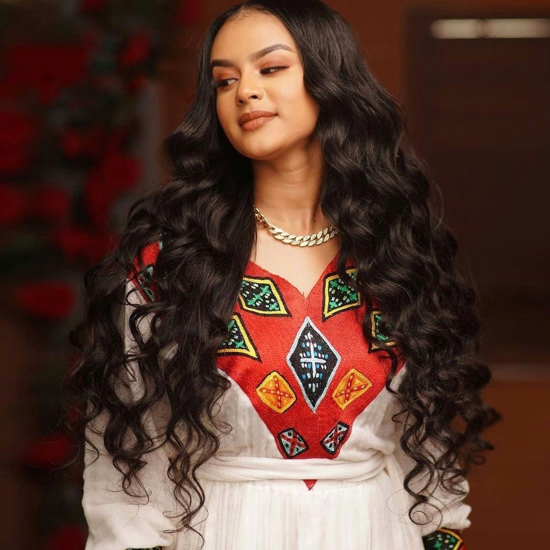Exquisite Ethiopian Traditional Dress Habesha Dress Embroidery Habesha Dress Handwoven Habesha Kemis Zuria Eritrean Dress ሀበሻ ቀሚስ ሀበሻ ልብስ